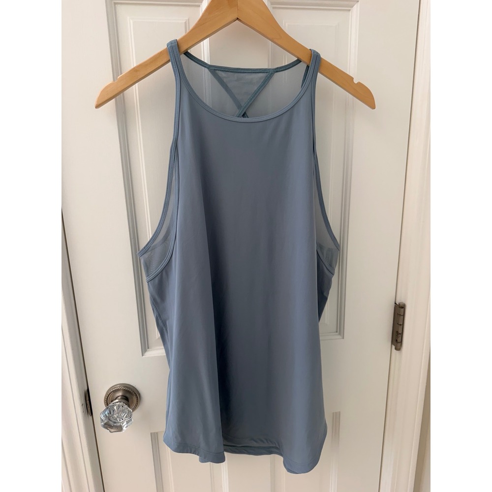 Lululemon Run Off Route Tank Top Mesh Blue Gray Large Activewear